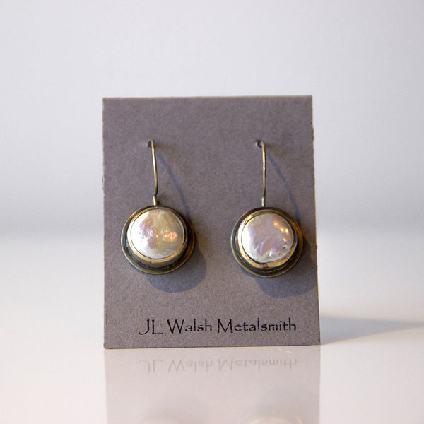 JLWalsh Coin Pearl & Sterling Earrings